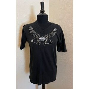 Harley Davidson Vintage 1998 Women's V Neck T Shirt - Sz M